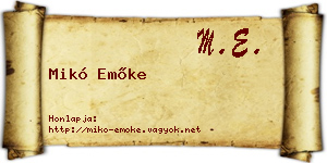 Mikó Emőke névjegykártya
